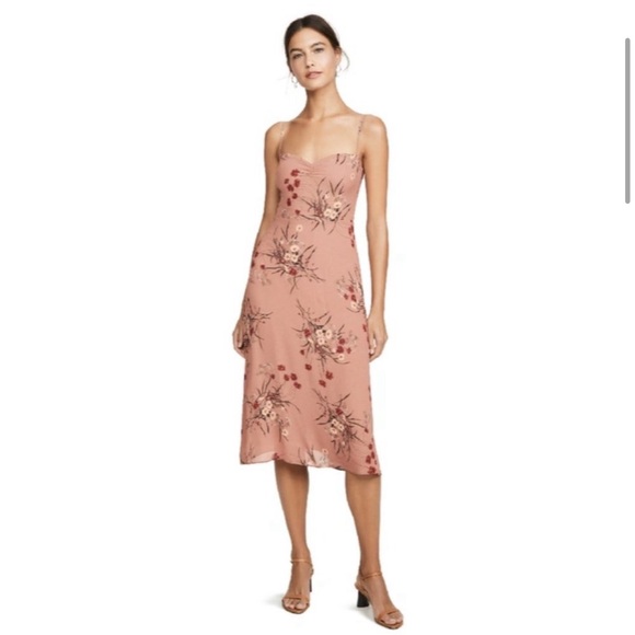 Reformation Odele Dusty Pink Floral Midi Dress - Size 4 - Picture 4 of 10